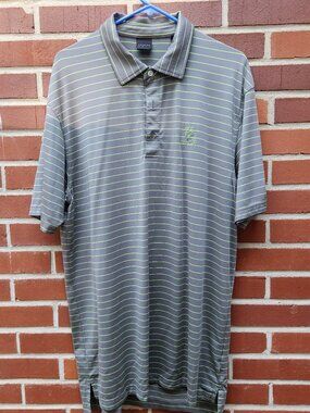 Dunning Golf Shirt - Gray with Green Stripe - Size XL - Coolmax